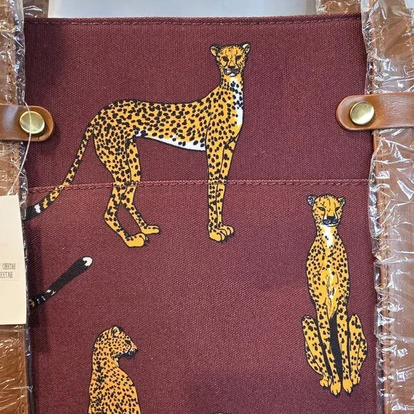 ModCloth Canvas Tote Leopard Purse Shoulder Bag NWT 16x13 - Picture 3 of 12